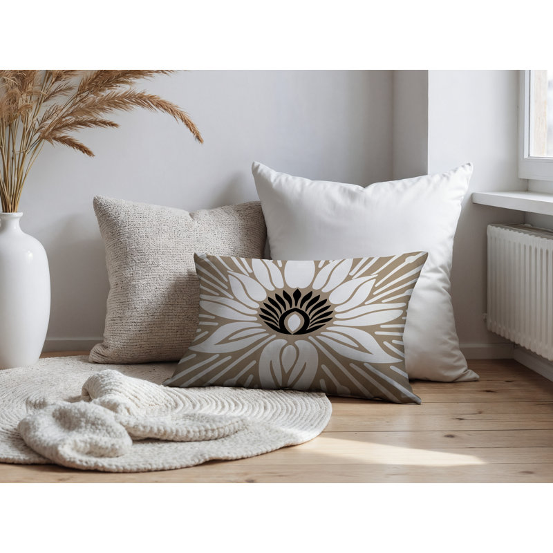 Oreiller rectangulaire réversible intérieur / extérieur Carla, Beige, Rectangle H 14 po x l 20 po
