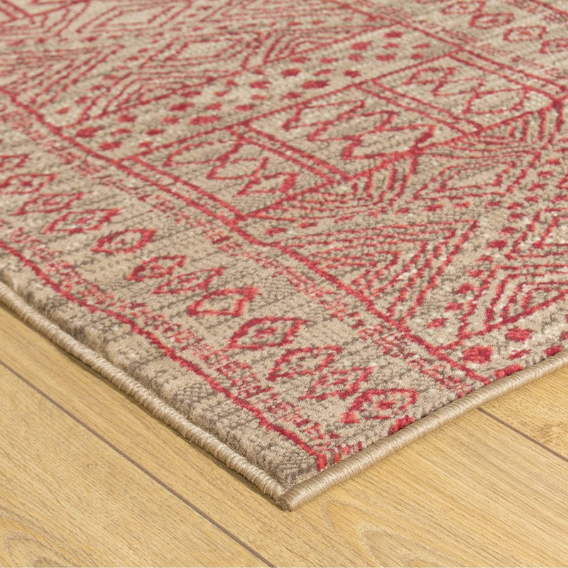 Bader Tufted Taupe Red Indoor Rug, Runner 80cm x 450cm