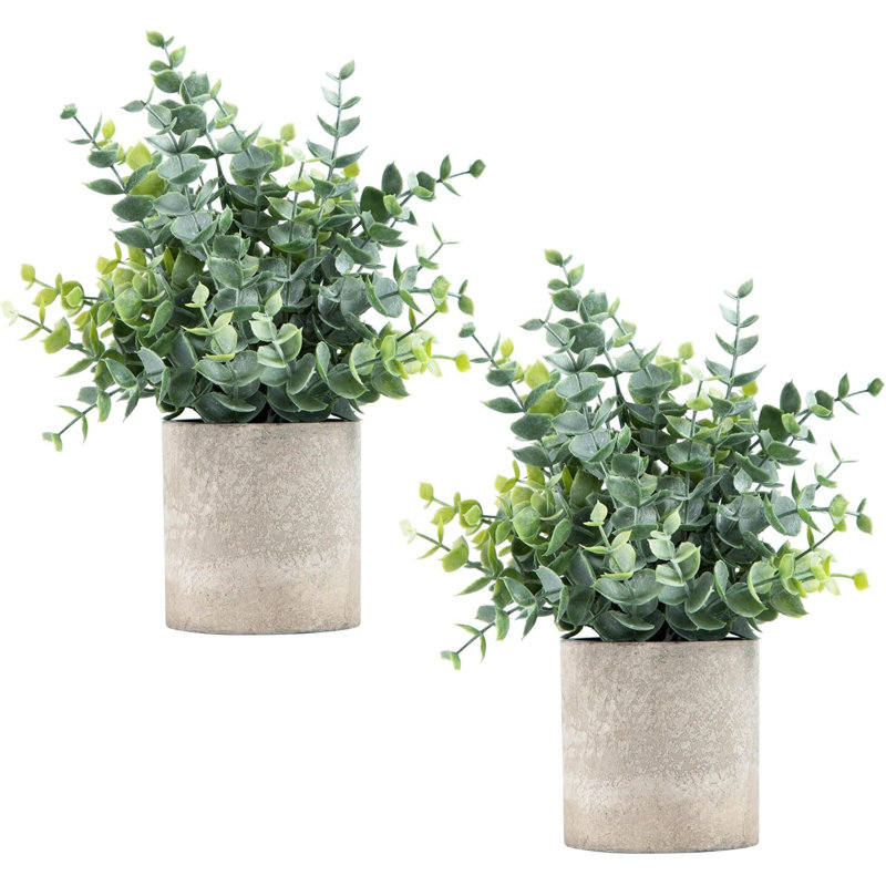 2 Pack Small Potted Fake Eucalyptus Plants