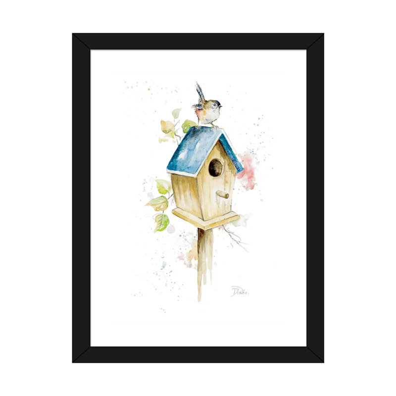 "Bird House I" par Patricia Pinto-impression, H 24 po x l 16 po x P 1 po, Papier encadré noir, Blanc