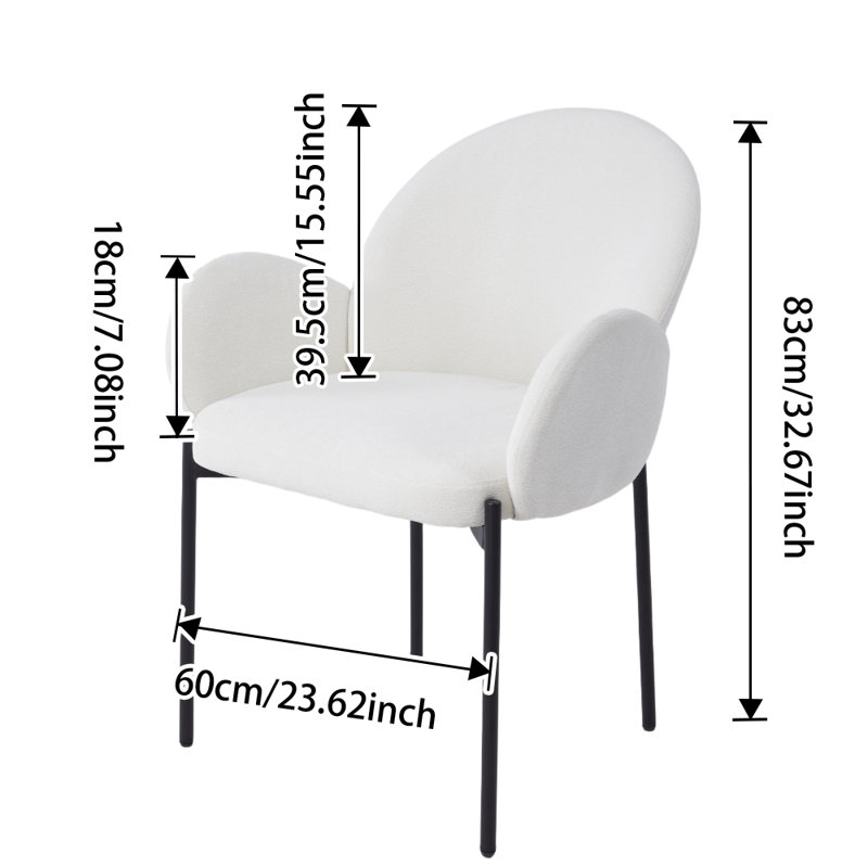 Small teddy velvet dining chair, White