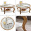 Table basse ronde en bois avec plateau en verre, table centrale circulaire en bois massif avec pieds incurvés et plateau en verre trempé amovible, table basse pour le salon, espace restreint, assemblage facile