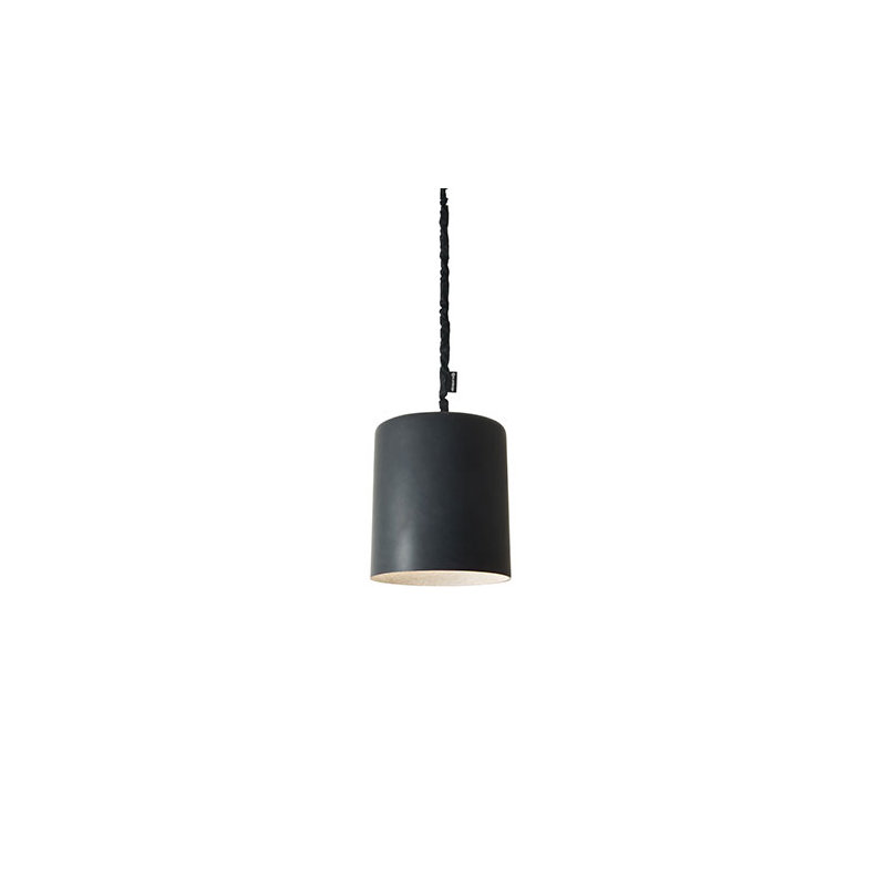 1 - Light Black Drum Pendant, Black/White