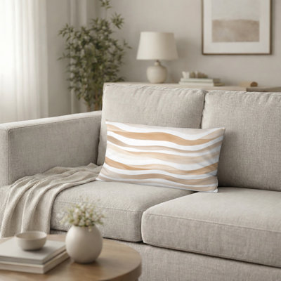 Coussin décoratif abstrait à imprimé abstrait beige