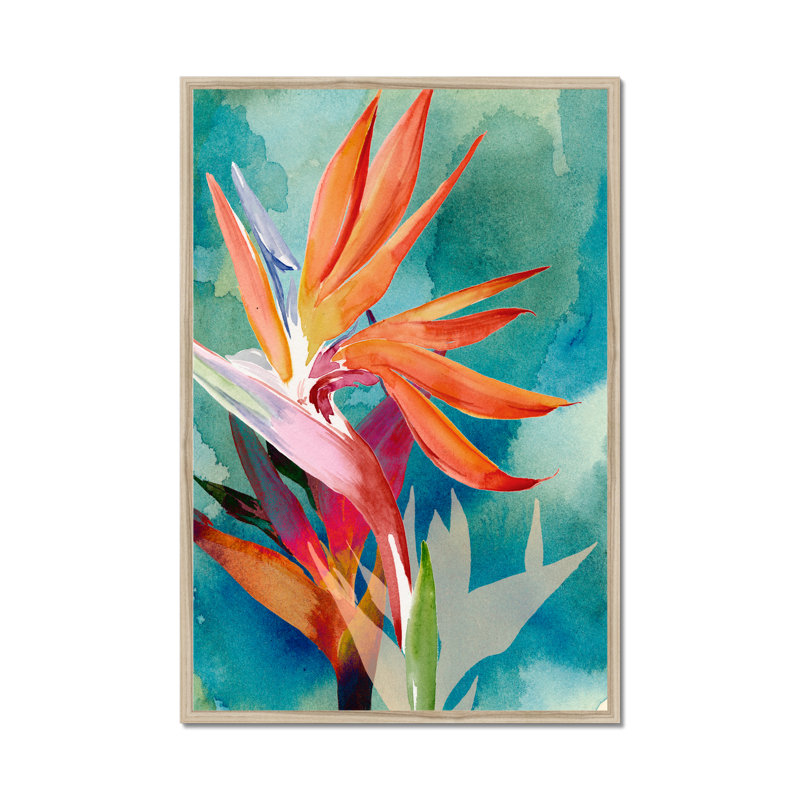 Vivid Birds of Paradise II by Jennifer Paxton Parker - Painting, 95cm H x 65cm W, Natural Wood Single Picture Framed Paper