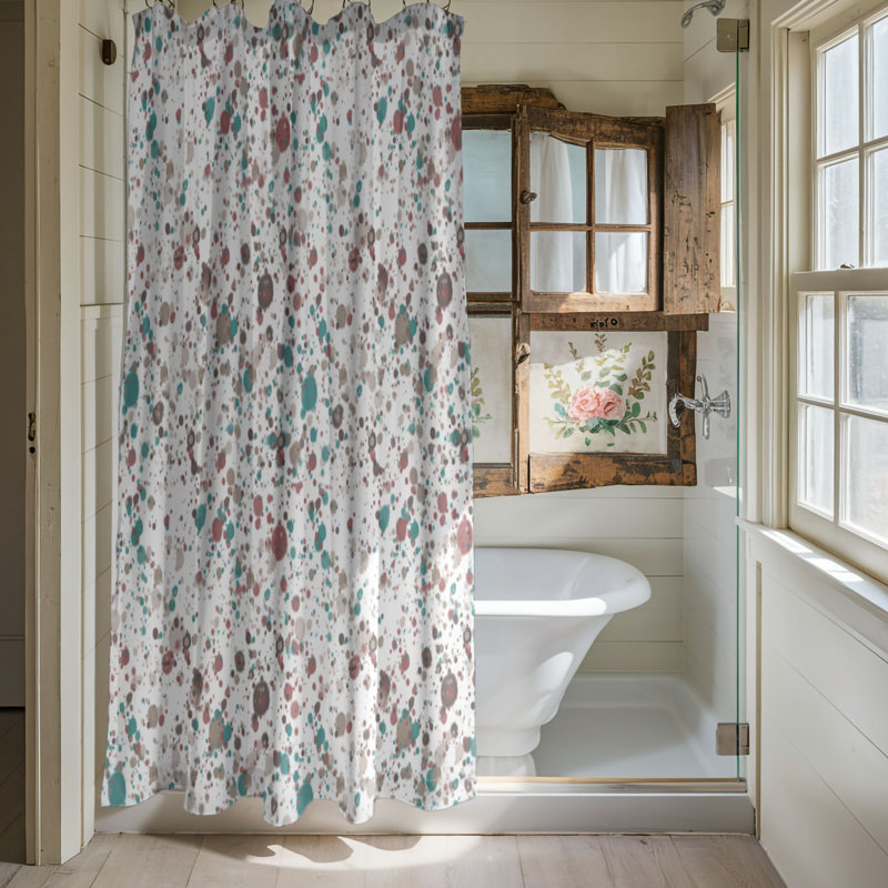 Rideau de douche Snug Autumn - Premium, Mauve / vert / blanc, H 74 po x l 71 po