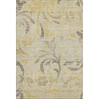 Premium Machine Washable Prisco Gold Rug