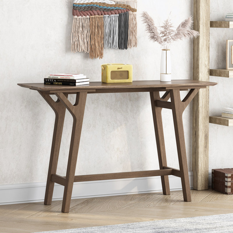 Whitten Rubberwood Console Table,Entryway table,Hallway table with wood frame, Walnut