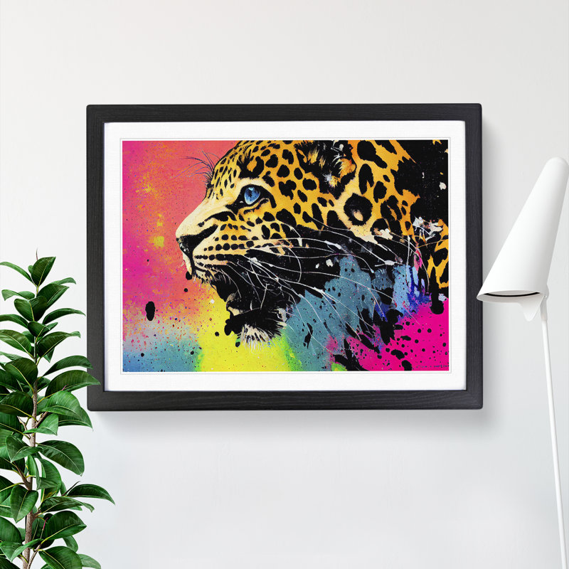 Leopard Splash Abstract - Single Picture Frame Print, 25cm H x 34cm W, Black