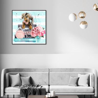 «Doxie Mint Blue», impression sur toile
