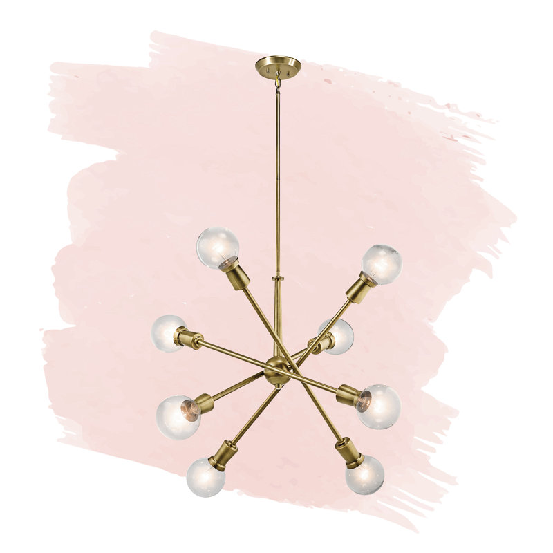 Lustre linéaire spoutnik moderne à 8 lumières Armstrong, Laiton naturel