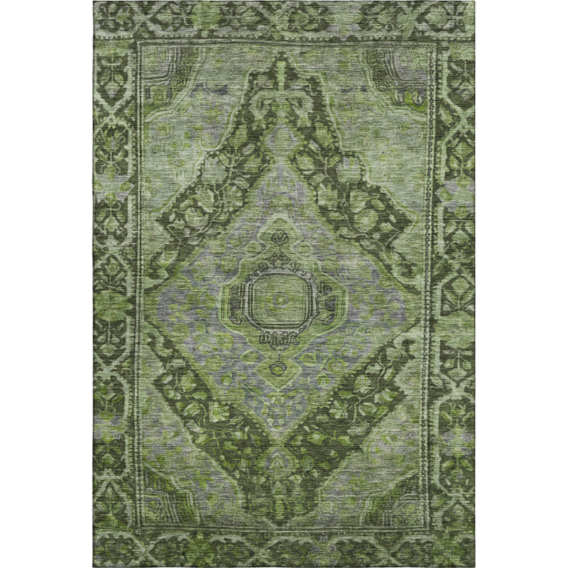 Premium Machine Washable Lubbers AMF1761 Border Rug, Rectangle 10' x 14'