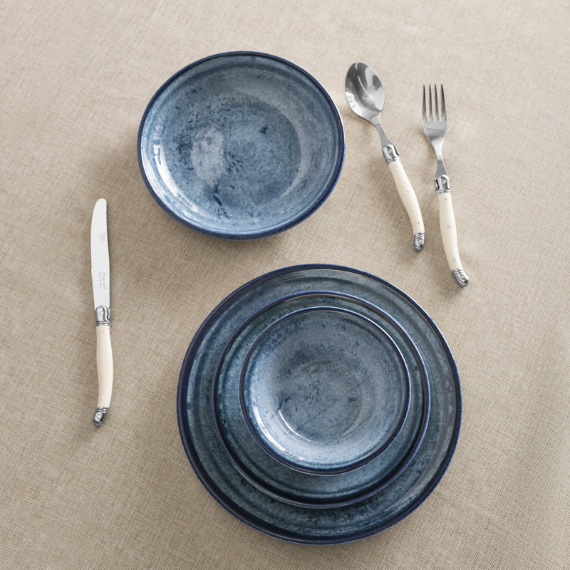 French Home, Blue, Porcelain 16-Piece Dinnerware Set