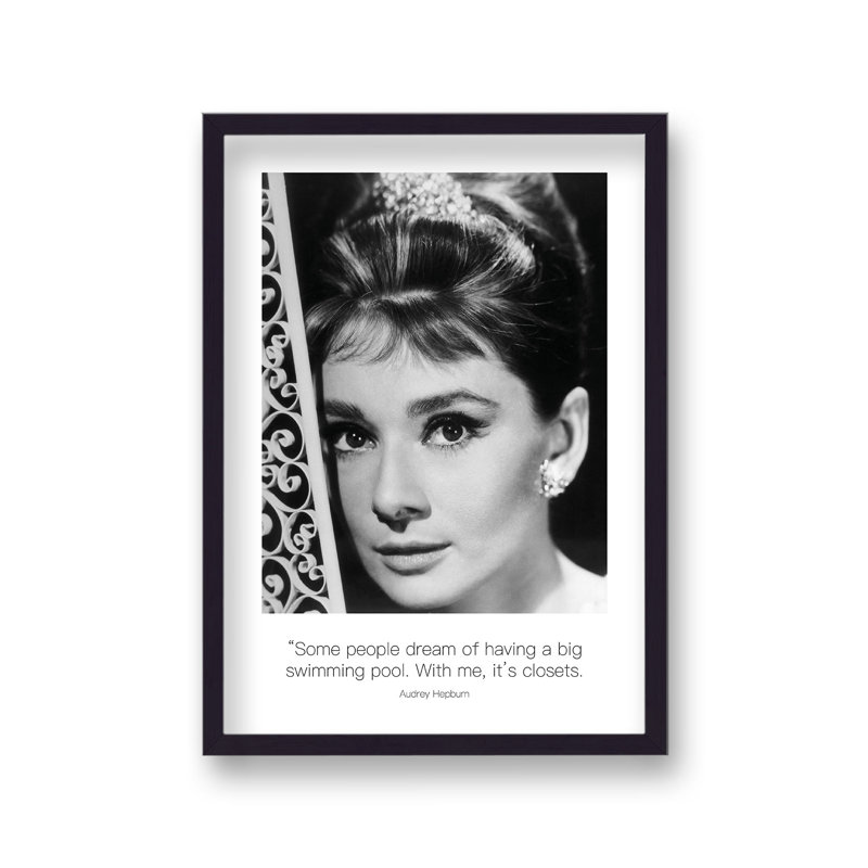 Polaroid Style B&W Icon Audrey Hepburn Some People Dream Non-Dated by Vouvart - Single Picture Frame Memorabilia