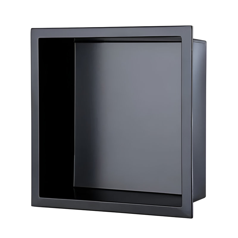 Niche de douche encastrée 16 po x 16 po en acier inoxydable noir mat