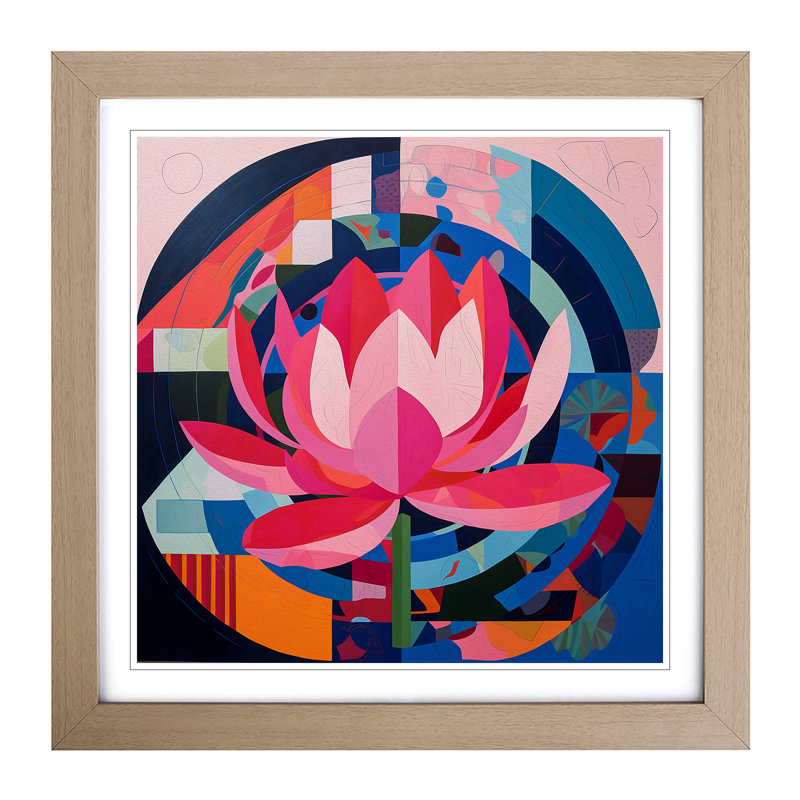 Lotus Flower Constructivism No.6 - Framed Print, Oak