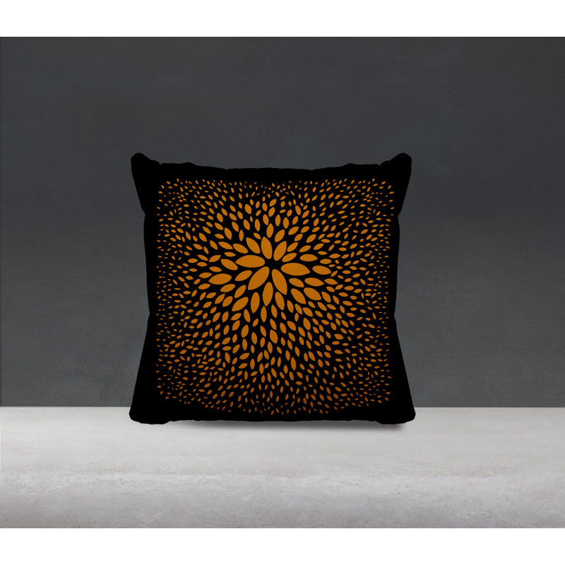 Coussin décoratif réversible en polyester filé Bavière, H 15 po x l 15 po, Orange / noir