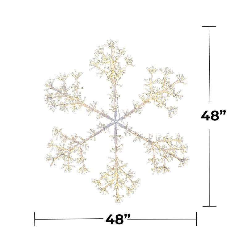 48" Warm White Sparkler Snowflake 960 LED Lighted Window Décor