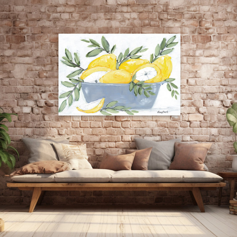 Citrons dans un bol, art contemporain, H 40 po x l 60 po