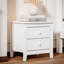 2 Table de chevet pour chambre à coucher, attrait rétro Mid-Century. Blanc classique. Matériau de fabrication. Beaucoup d'espace de rangement. Instructions d'assemblage faciles. Table de chevet 19,3 po x l 15,6 po x P 19,7 po, charme.