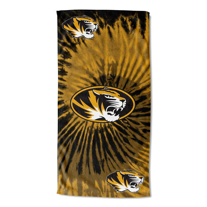 NCAA Psychedelic Beach Towel, Soft Vibrant College Pool Towel, 30 x 60 Inches, Missouri Tigers