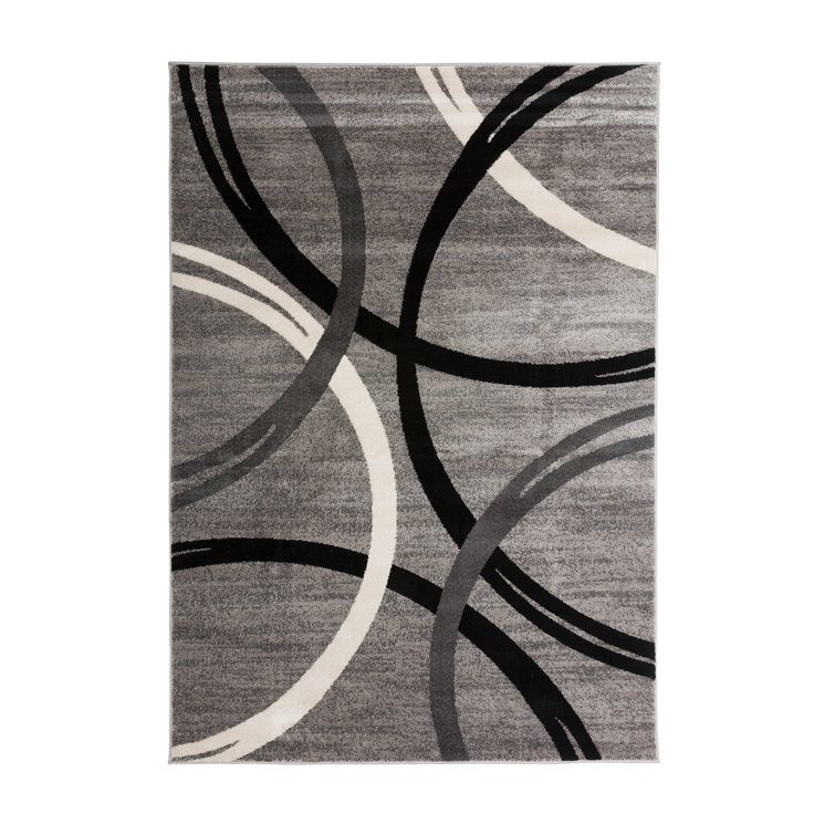 Devonshire Abstract Gray/Black/Ivory Area Rug
