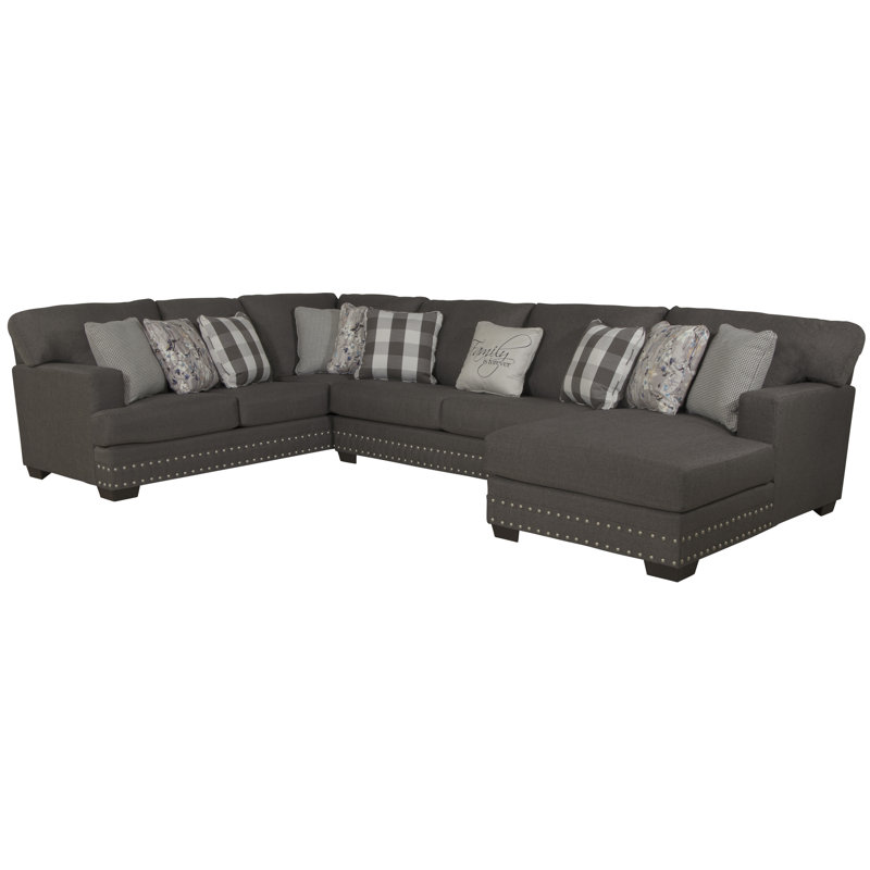 3 - Piece Upholstered Sectional with 10 Accent Pillows Included, Left Hand Facing