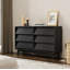 Commode double à 6 tiroirs de style rétro - avec design biseauté, commode de rangement pour chambre à coucher-523893495