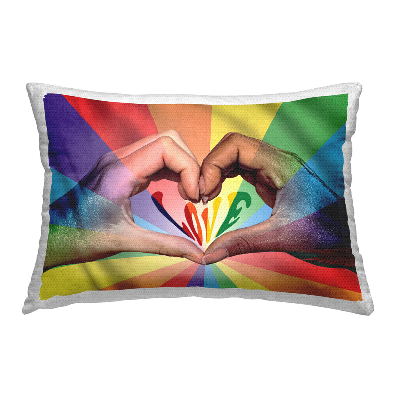 Coussin d'extérieur Rainbow Love Hands