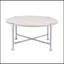 Round Coffee Table With Metal Frame Leg, White Oak And Chrome