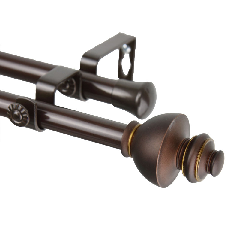 Tringle à rideaux double ajustable Milani, l 120 po à 170 po, Cacao