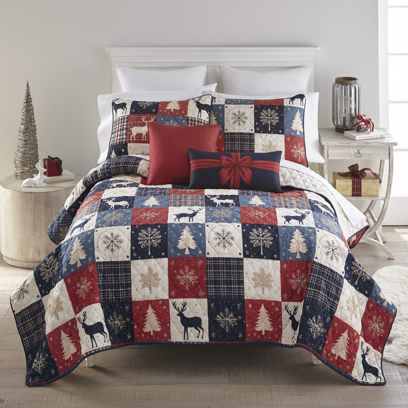 Your Lifestyle by Donna Sharp Noel Patch 3PC King Festive Quilt Set, King Set