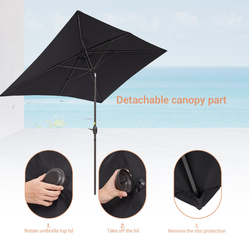 Parasol de marché rectangulaire 120 po x 78 po Dorelia, Noir