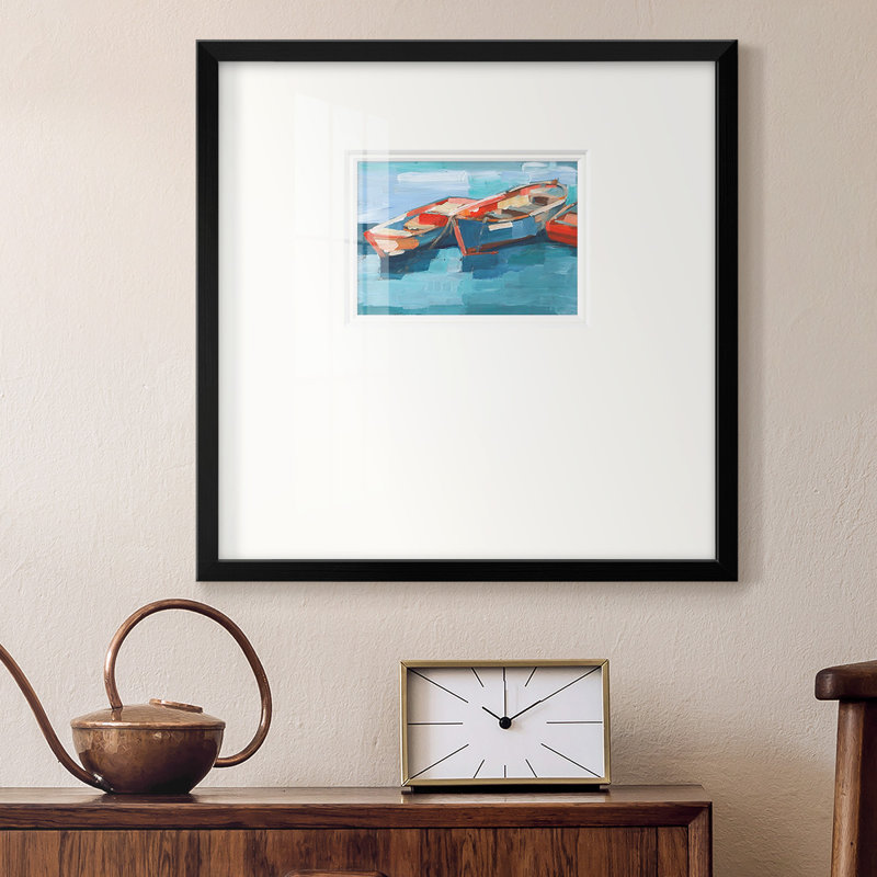 Primaire, bateaux, reproduction encadrée, H 17 po x l 17 po x P 1,25 po, Papier avec cadre noir