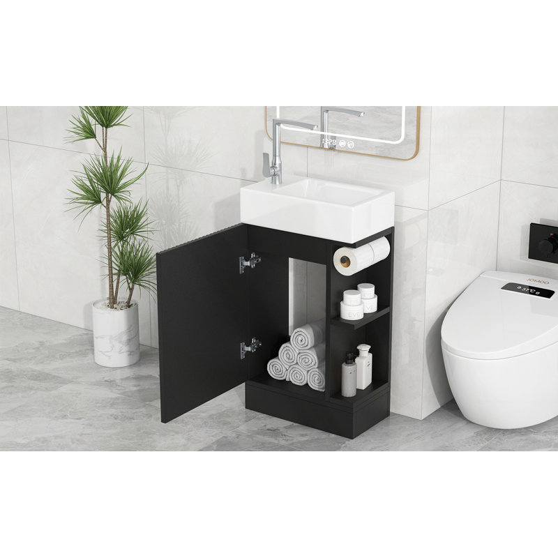 Meuble-lavabo 18,6 po avec lavabo, Noir