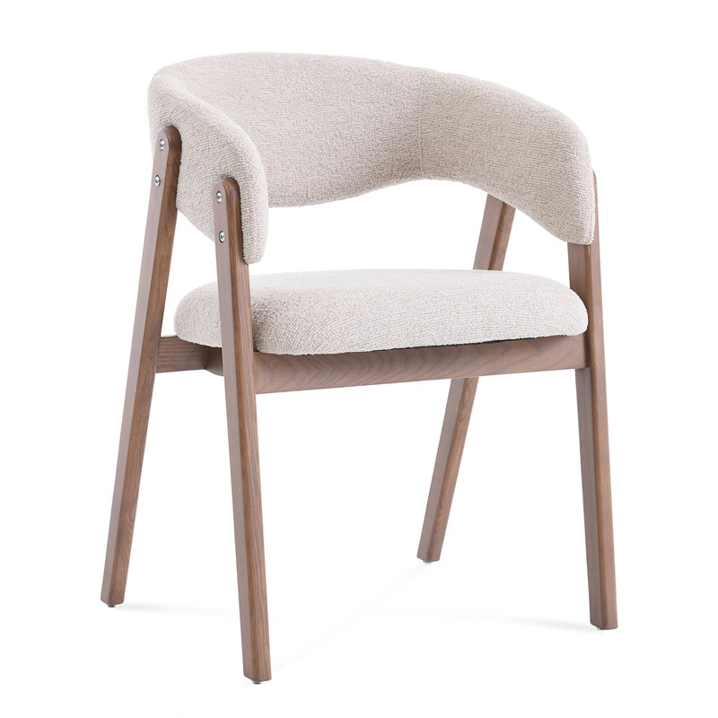 Riverton Walnut Effect Wooden Frame Dining Chair, Cream