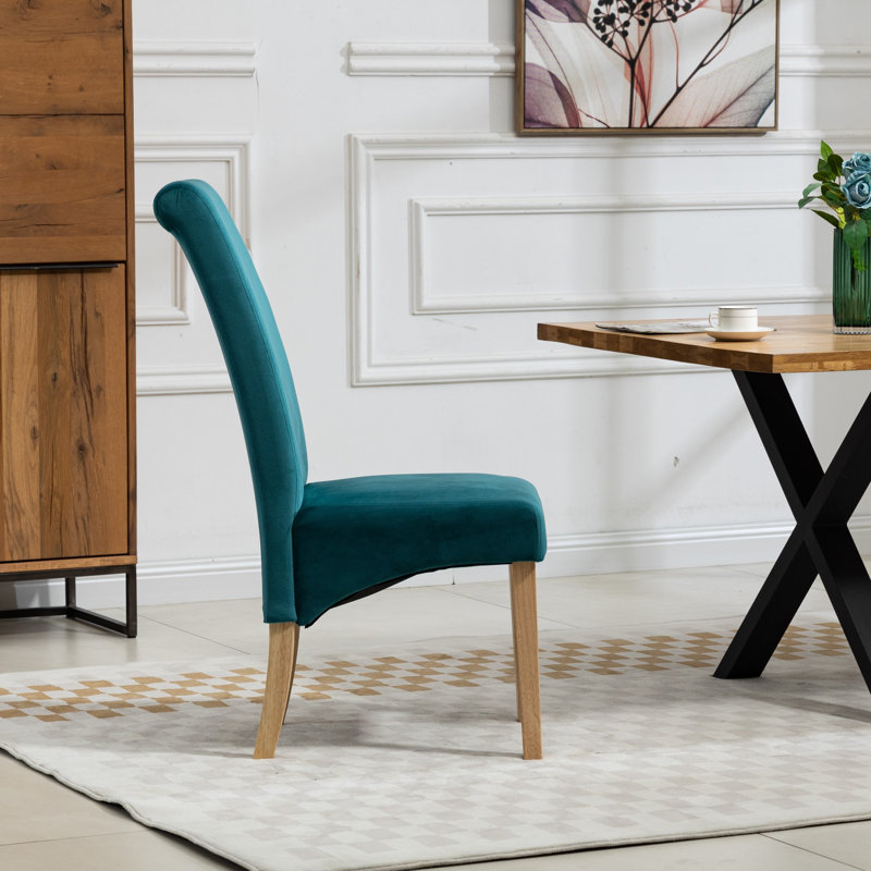 Rimini 0cm H Upholstered Dining Chair, Velvet/Teal