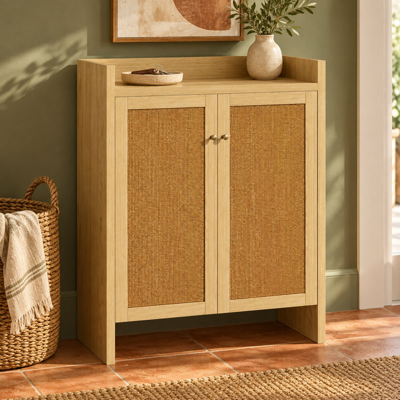 Armoire de rangement à chaussures en rotin