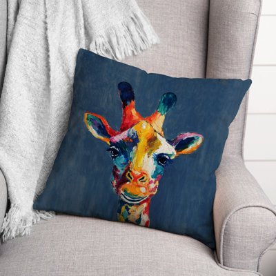 Giraffe Outdoor Square Pillow Cover & Insert