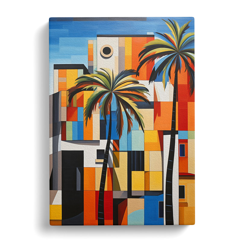 Palm Tree Constructivism No.2 - Wrapped Canvas, 50cm H x 35cm W x 3cm D