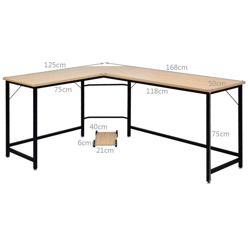 Petrus 168Cm W L-Shaped Writing Desk, Nature