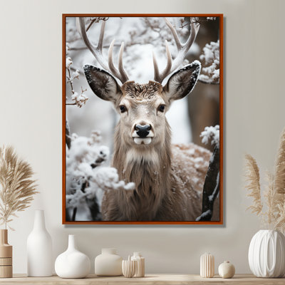 Baruc Animal Winter Deer - Deer, art mural encadré