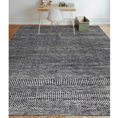 Tapis gris anthracite noué à la main