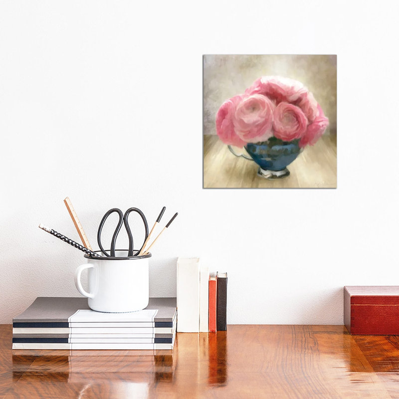 Jubilee Celebration Roses In Blue China Cup by Katrina Jones - Wrapped Canvas Painting, 30.48 cm H x 30.48 cm W