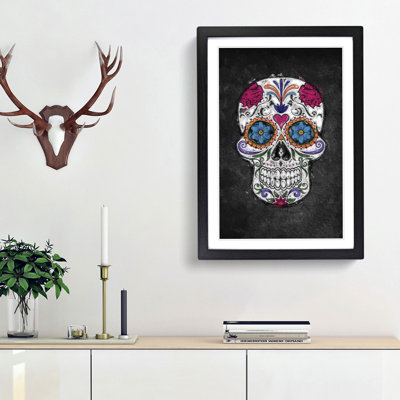 Floral Sugar Skull - Framed Print
