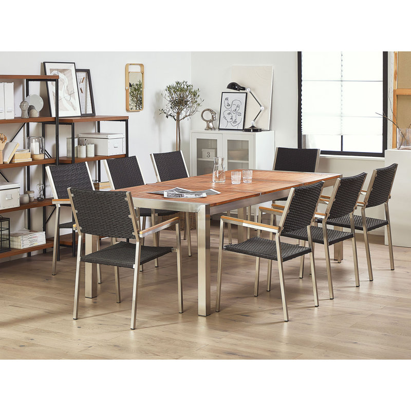Lothen 8 - Person Patio Dining Set with Rectangular Table , Cushions Included