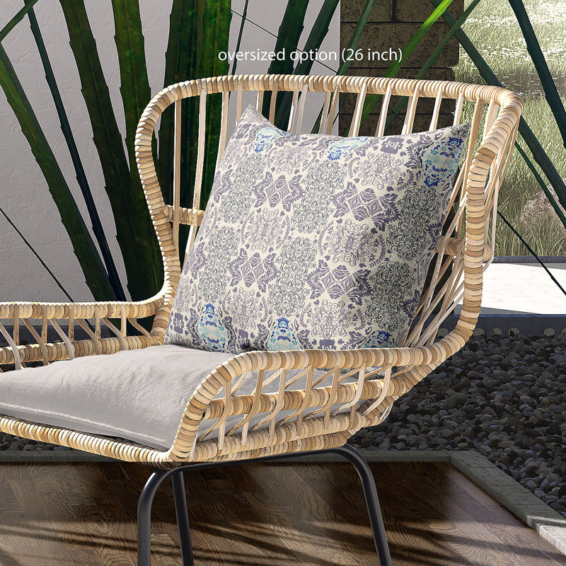 16" x 16" Off White and Gray Geometric Broadcloth Pillow