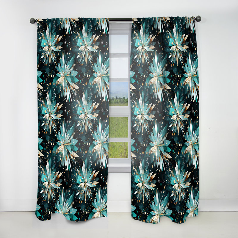 Crystal Diamond Flowers Glamour Dream I - Glam Velvet Curtain - Room Darkening - 1 Panel, 52" W x 95" L