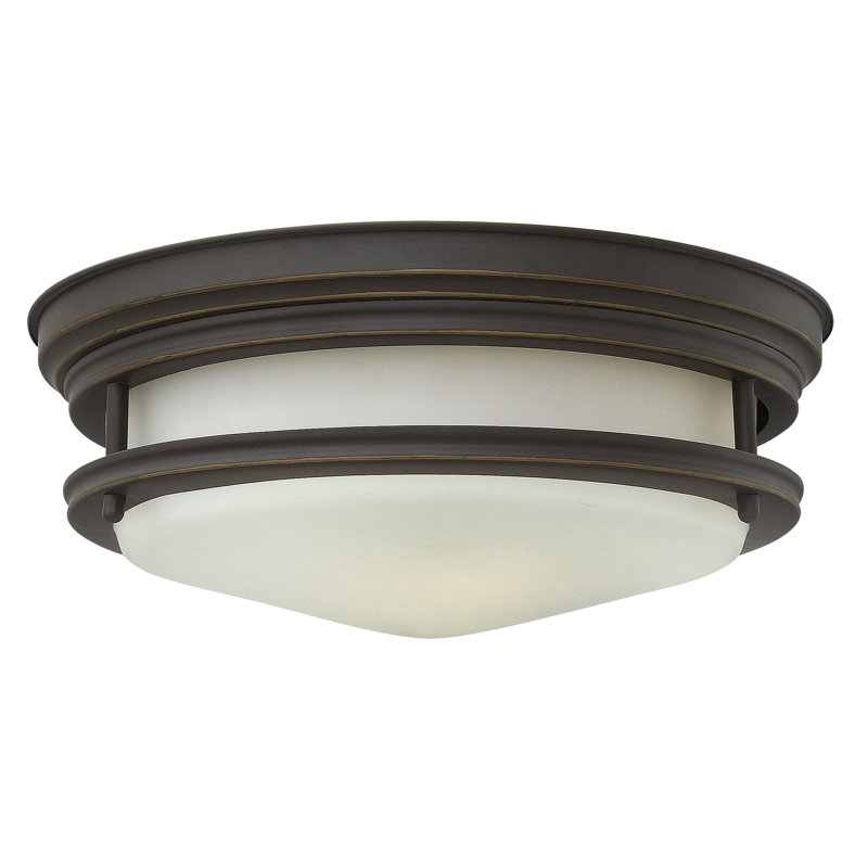 Hadley Two-Light Flush Mount Ceiling Light, Oil Rubbed Bronze, Incandescent, White