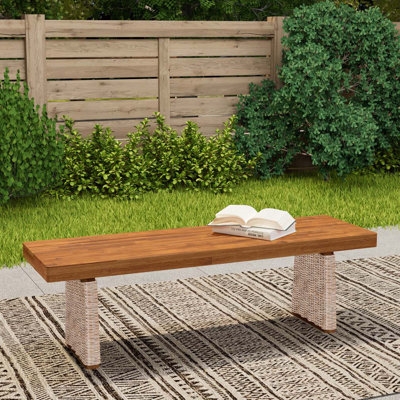 Outdoor Acacia Wood Bench by Rosecliff Heights